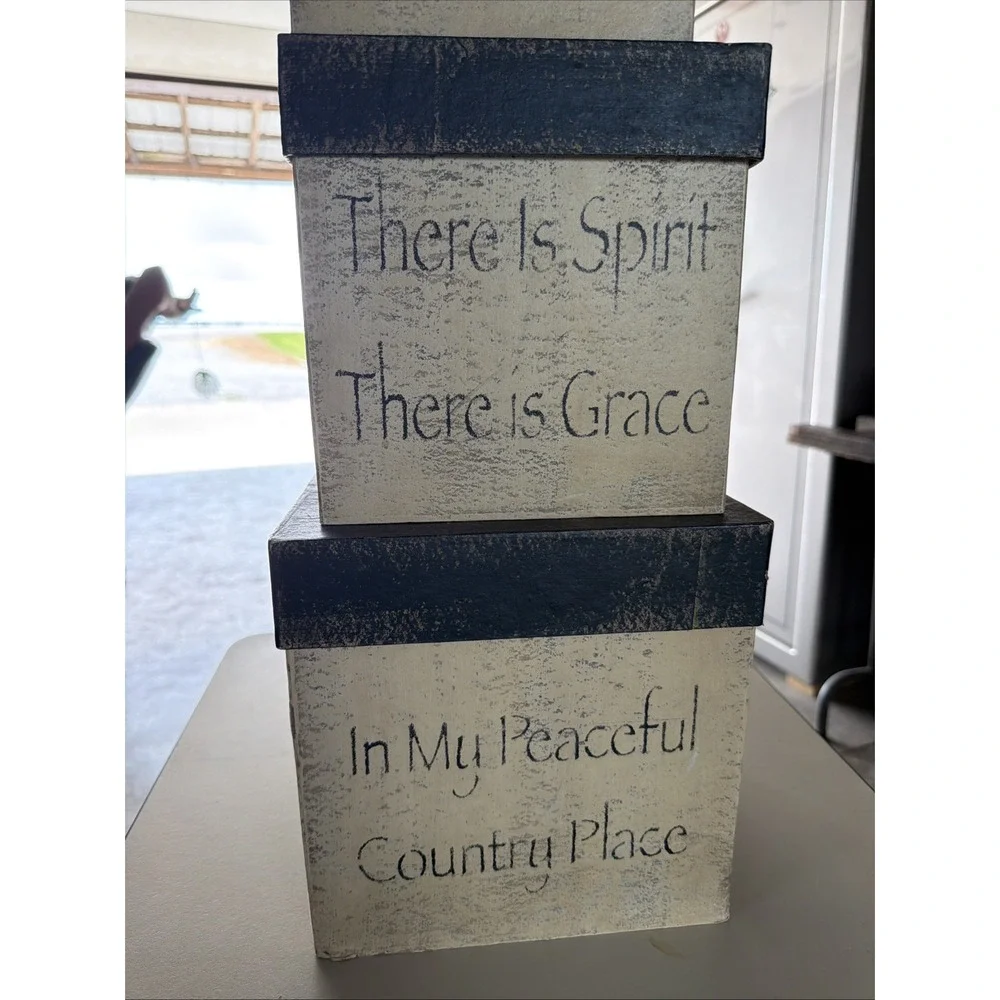 Primitive Decor Set Of 5 Nesting Boxes There Is Spirit Grace In My Country Place